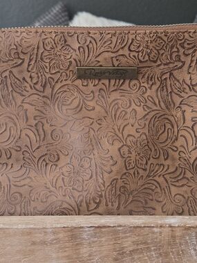 Revive Vintage Embossed Floral Tan Women's Clutch